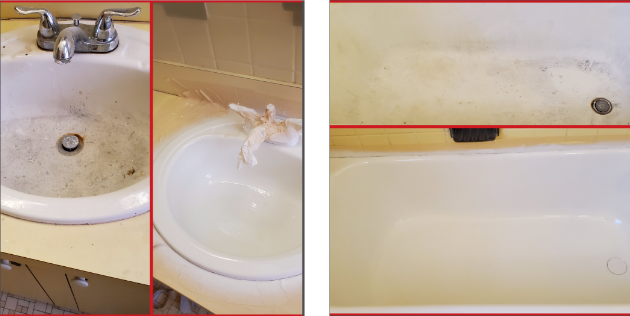 Sink and Bath tub before and after